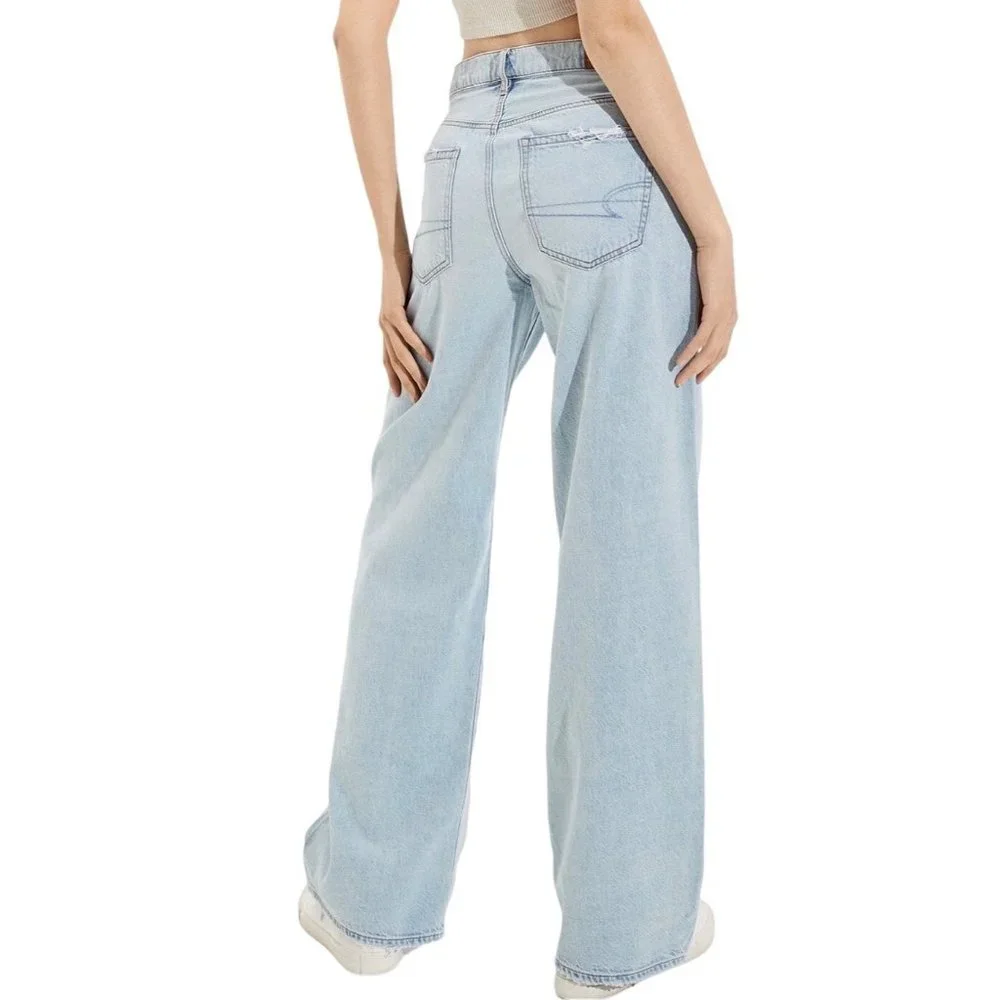 NWT American Eagle Womens 18R AE Low Rise Skater Jean Baggy Wide Leg Light Wash - Picture 6 of 8